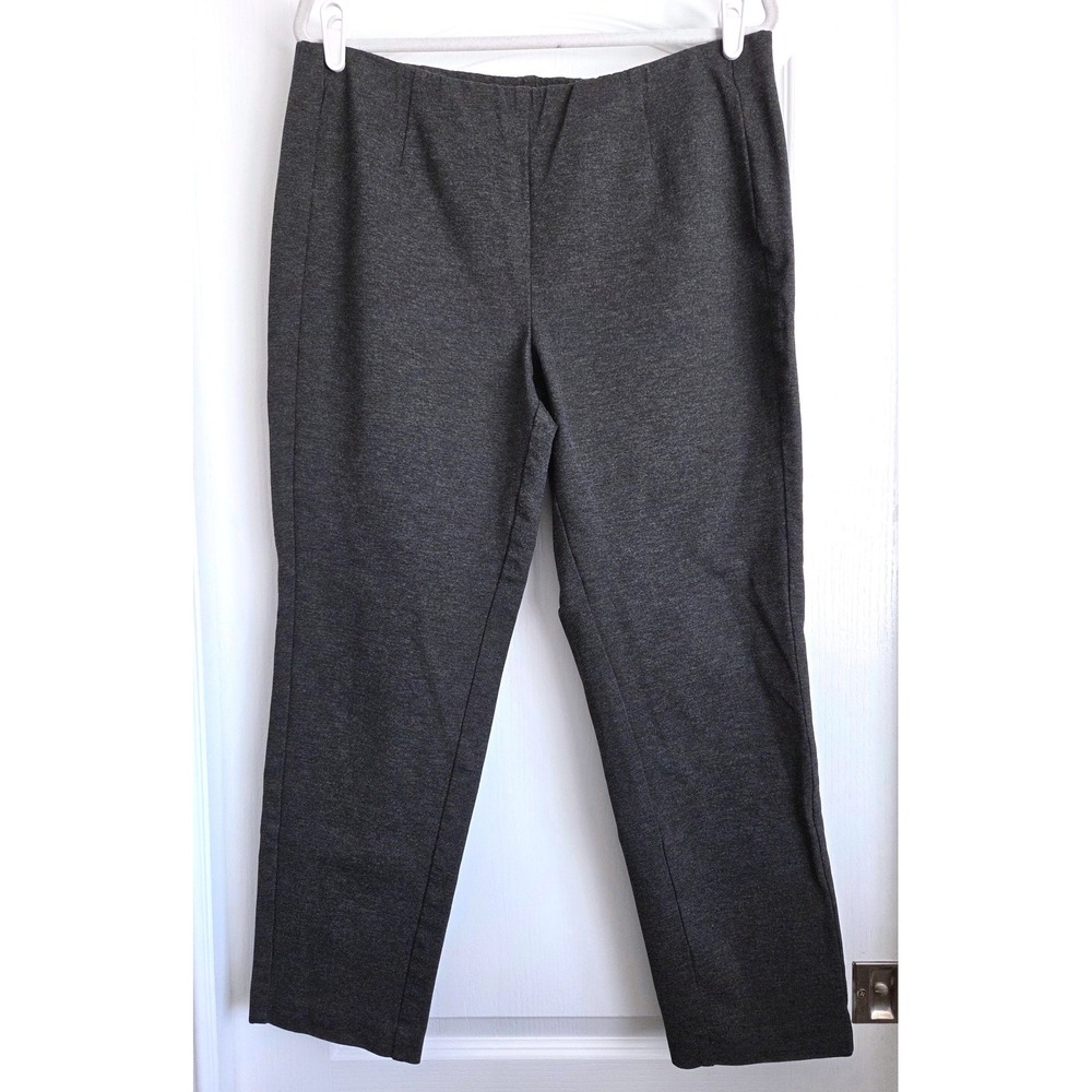 J. Jill Ponte Slim Leg Pants Charcoal Gray Heather Elastic Pull On Sz L Comfort